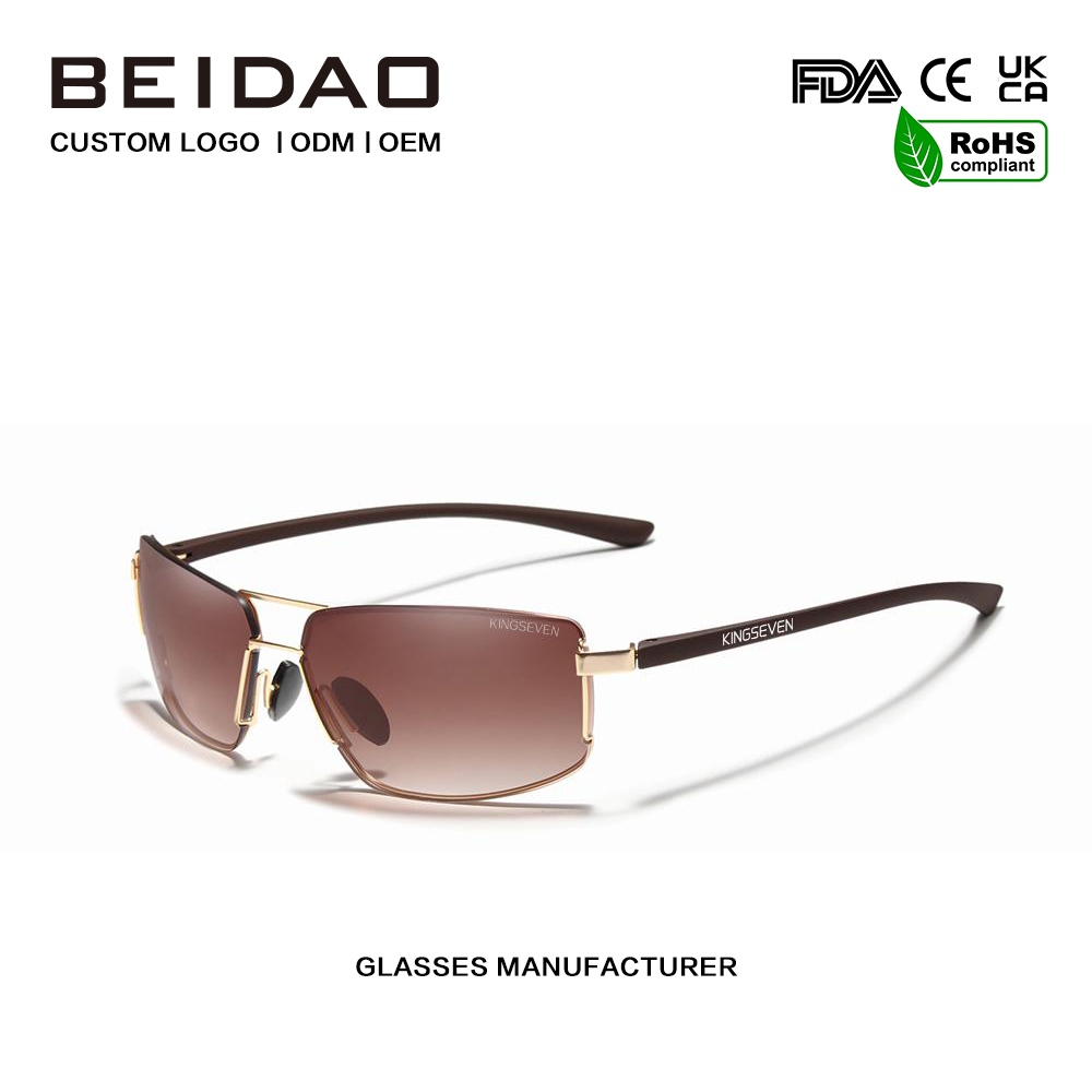 Unisex Vintage štvorcové hliníkové polarizačné slnečné okuliare